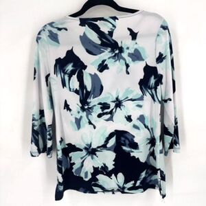 Easywear by Chico's Women's Floral‎ Print 3/4 Sleeve Top Blouse Multicolor Small